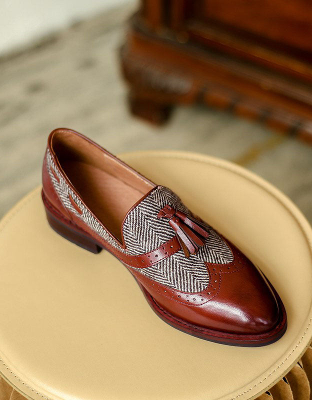 Vintage British Brogue Style Women‘s Oxford Shoes