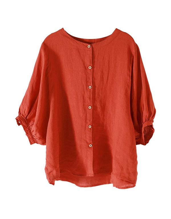 Spring Women's Lantern-sleeve Linen Shirt