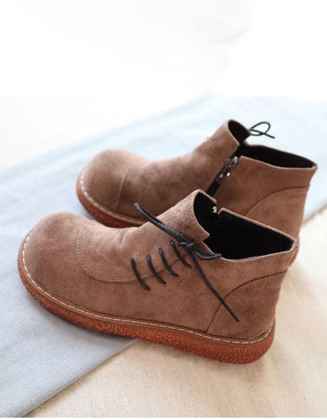 Retro Side Lace-up Suede Spring Shoes