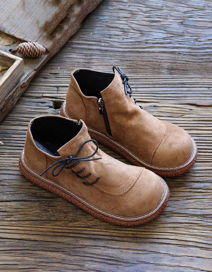 Retro Side Lace-up Suede Spring Shoes
