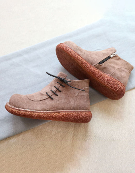 Retro Side Lace-up Suede Spring Shoes