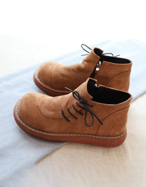 Retro Side Lace-up Suede Spring Shoes