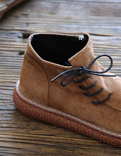 Retro Side Lace-up Suede Spring Shoes