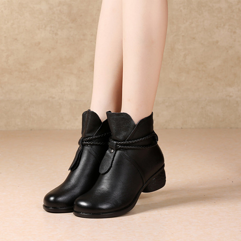 Autumn Winter Leather Retro Chunky Shoes | Gift Shoes