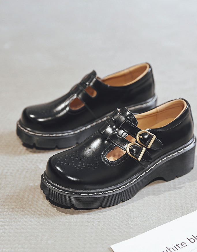 Spring Double-buckles Thick Heel Mary Jane Shoes 42