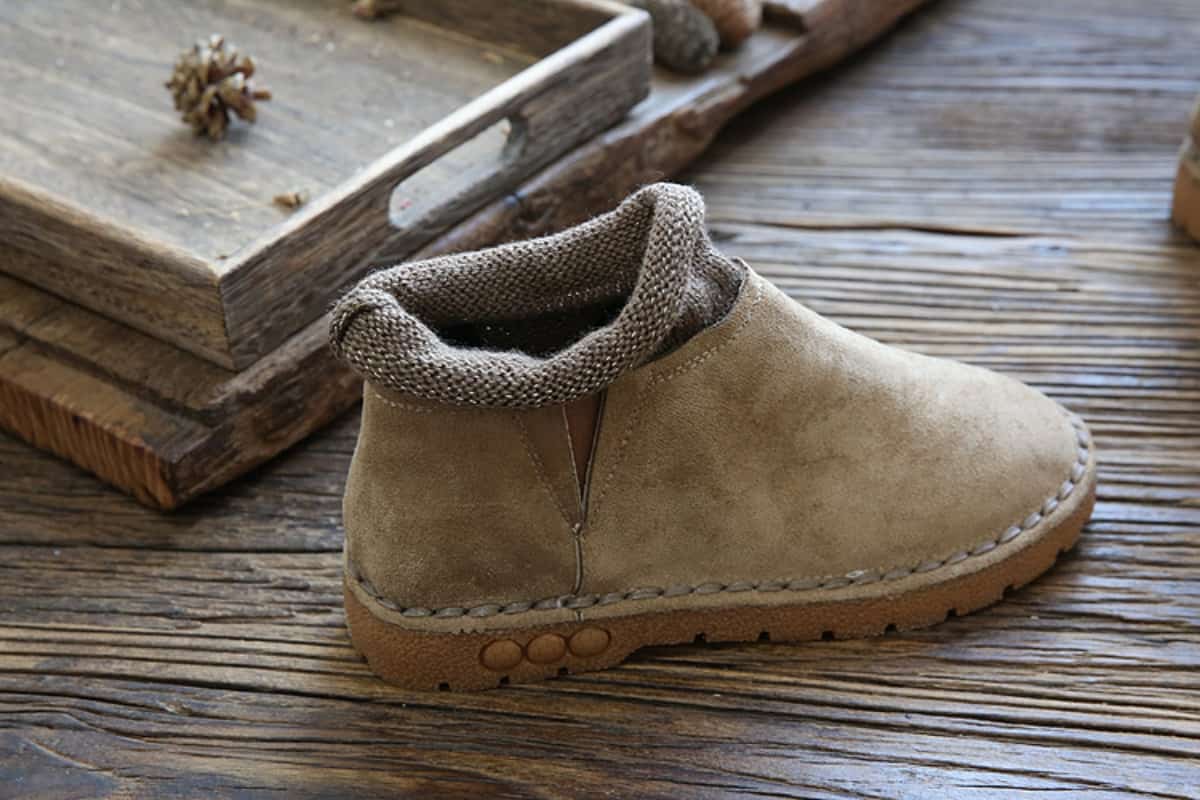 Wool mouth round head flat bottom women's boots autumn and winter new handmade comfortable soft sole short boots women