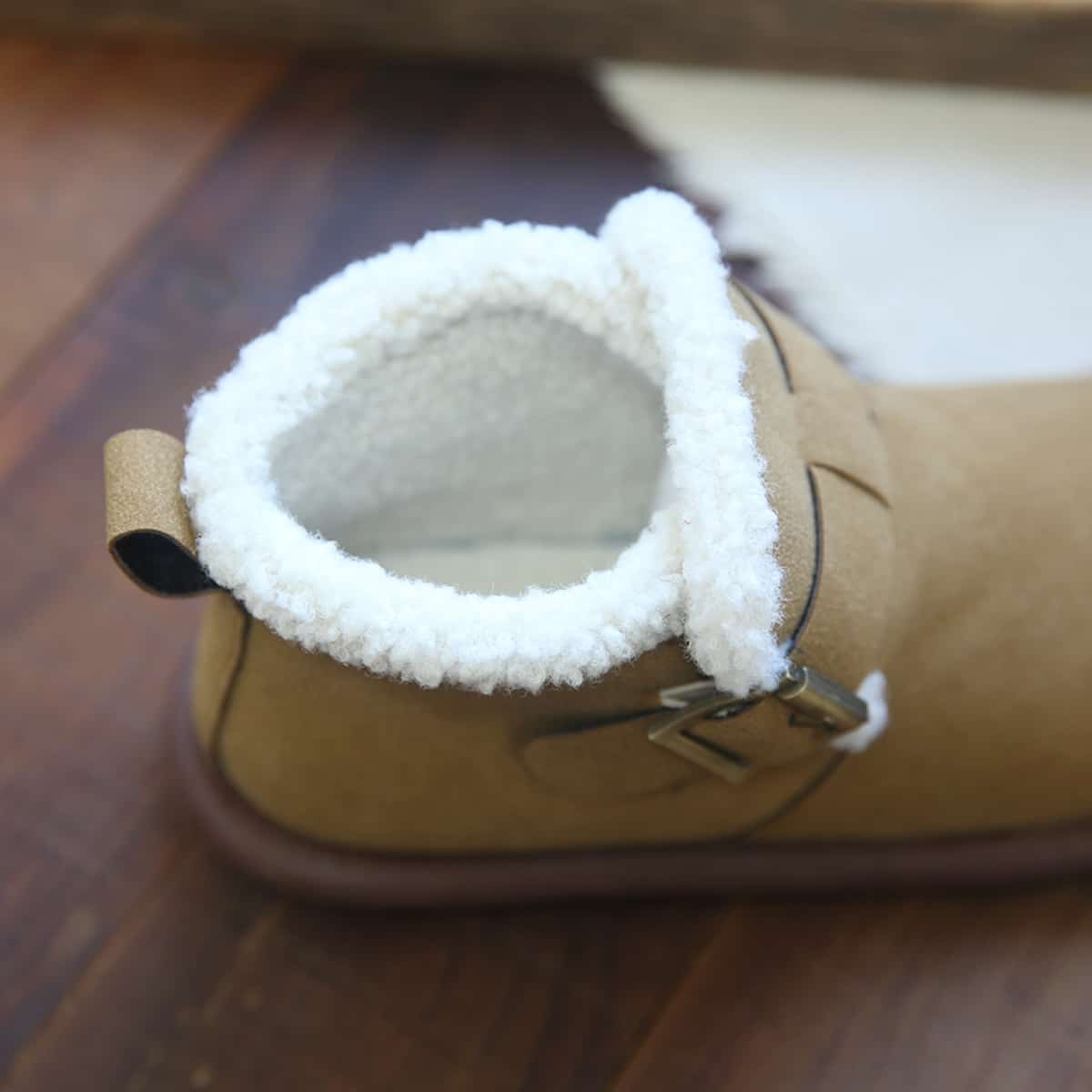 Imitation lamb wool round head flat-bottomed short boots winter low-heeled comfortable snow boots