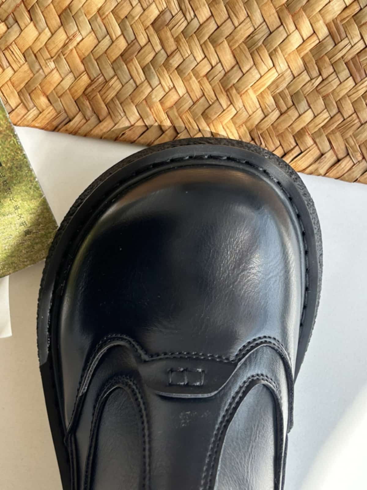 Round head platform big head shoes autumn and winter velvet middle heel black Martin boots short boots women