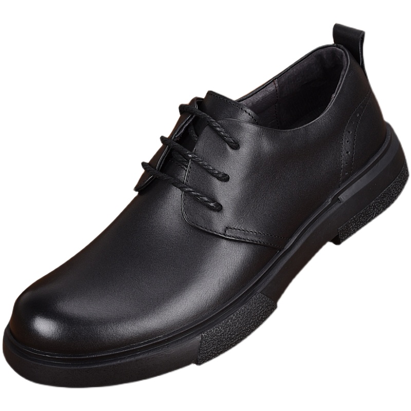 Leather breathable men's casual leather shoes daily thick sole soft sole versatile first layer cowhide lace-up business