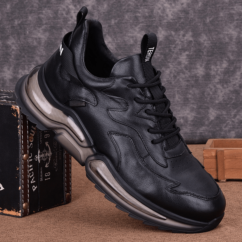 Genuine leather fashion young men's sports shoes full cowhide leather shoes men's wear-resistant soft-soled air cushion casual shoes