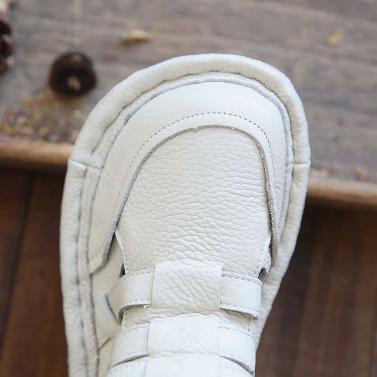 Leather Hollow Round Head Platform Big Head Shoes Fashion High Top Roman Sandals Women