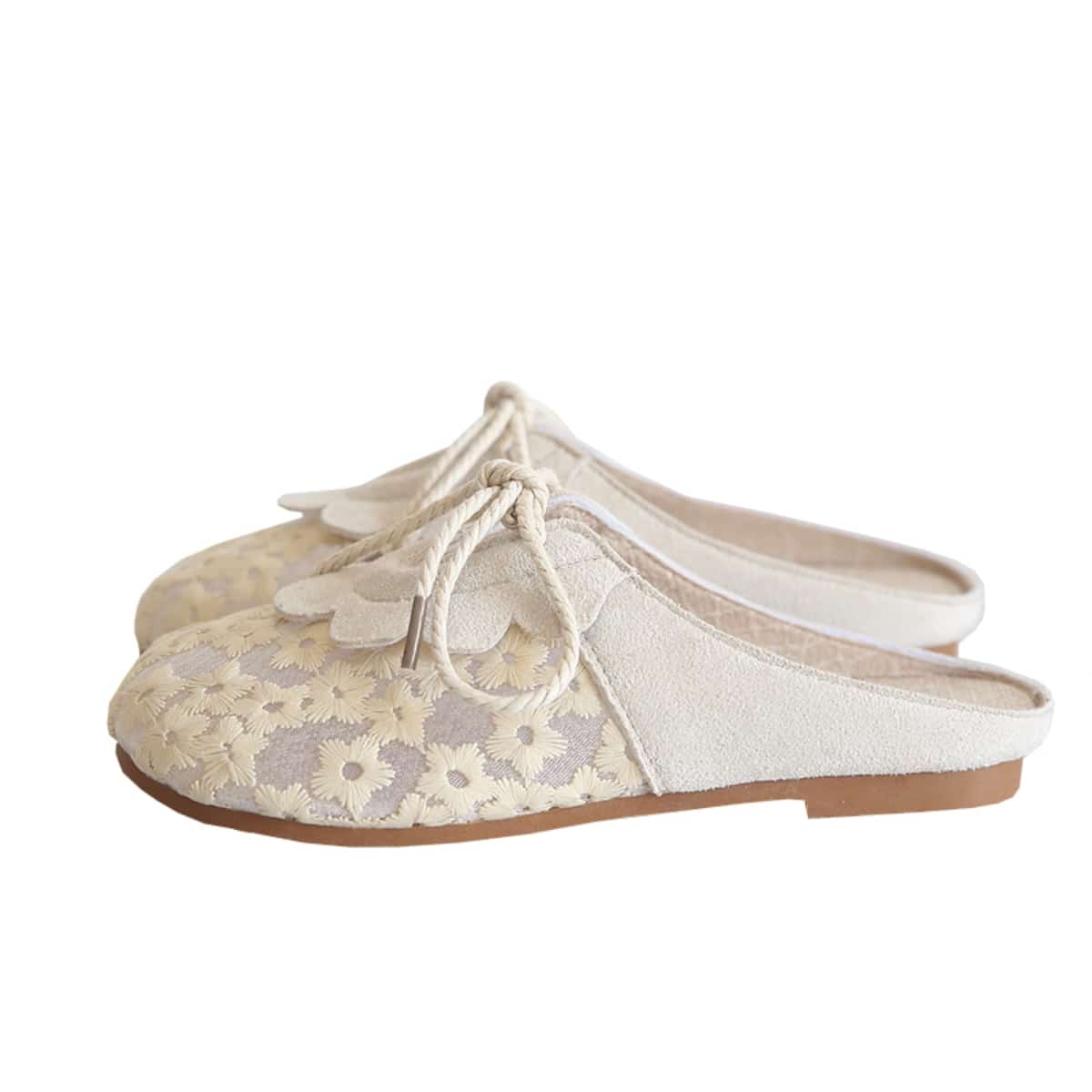 Mesh daisy bag head flat shoes small fresh cotton and linen comfortable cool slippers women