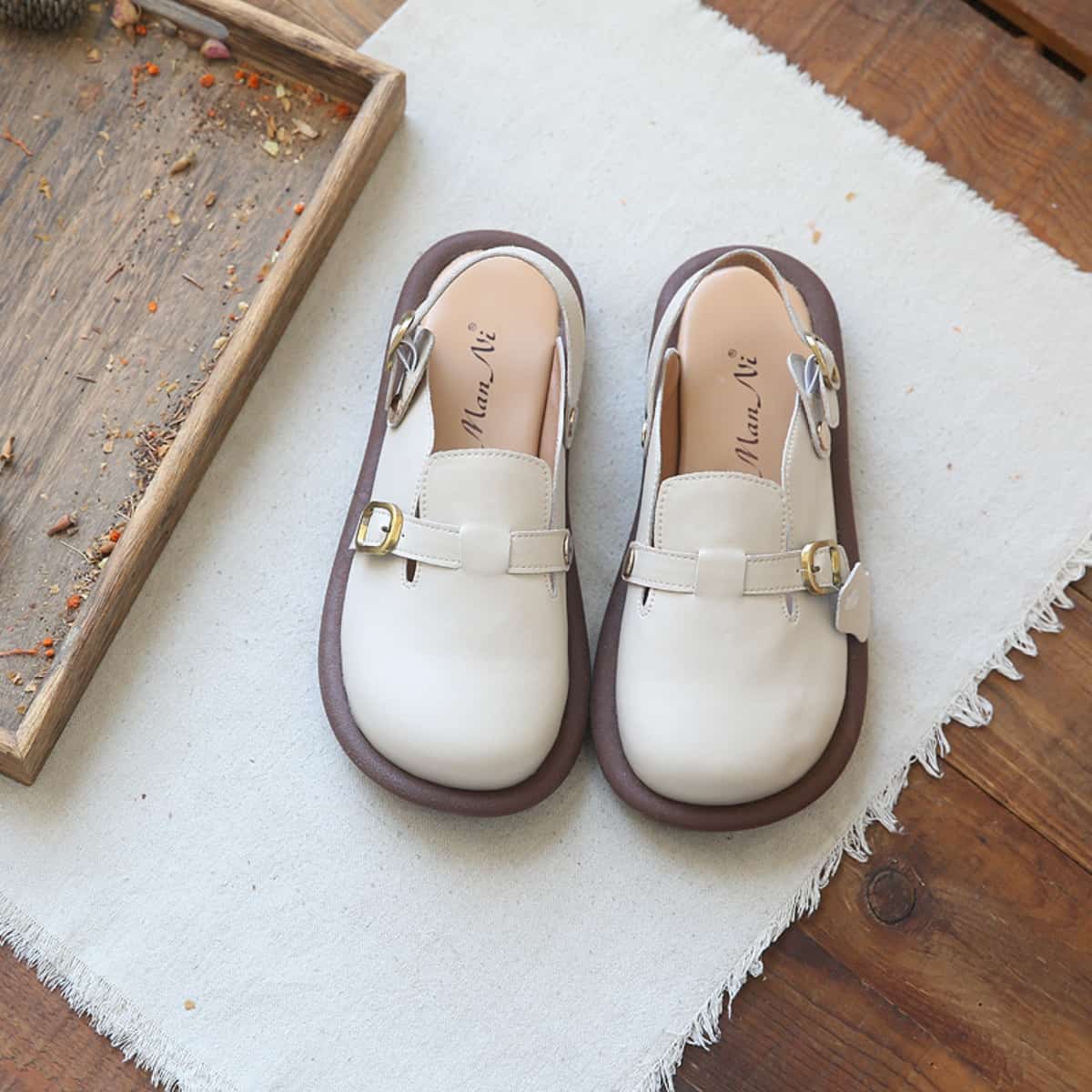 Leather bag head flat-soled big head shoes summer comfortable soft-soled Roman cool slippers