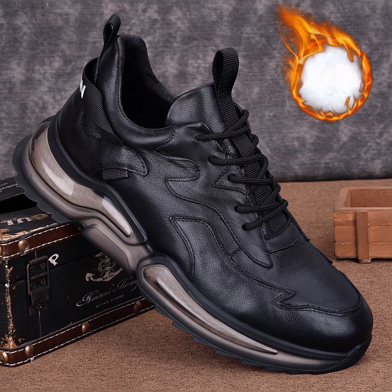 Genuine leather fashion young men's sports shoes full cowhide leather shoes men's wear-resistant soft-soled air cushion casual shoes