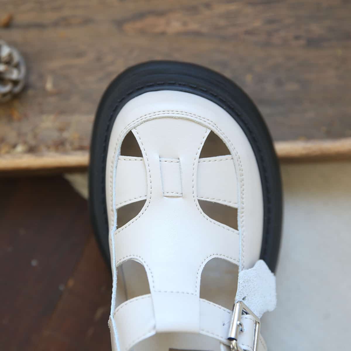 Leather hollow bag head platform big head shoes summer new fashion thick heel Roman sandals women