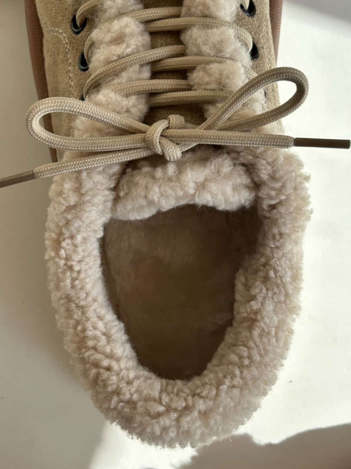 Imitation lamb wool round head lace-up flats winter soft and cute snow boots women