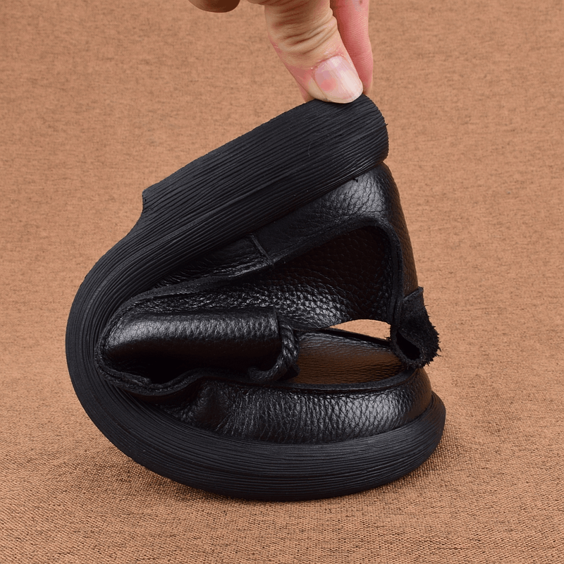 Men's shoes genuine leather first layer cowhide breathable wide feet big head shoes soft sole leather shoes men's lace-up large size single shoes