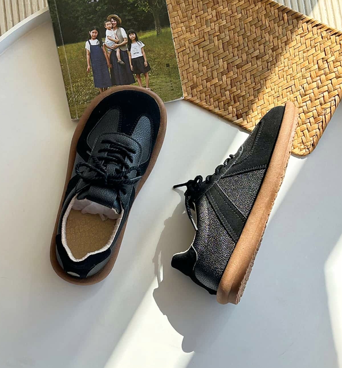 Round head lace-up flat shoes, new soft-soled deep-mouth single shoes, German training shoes autumn