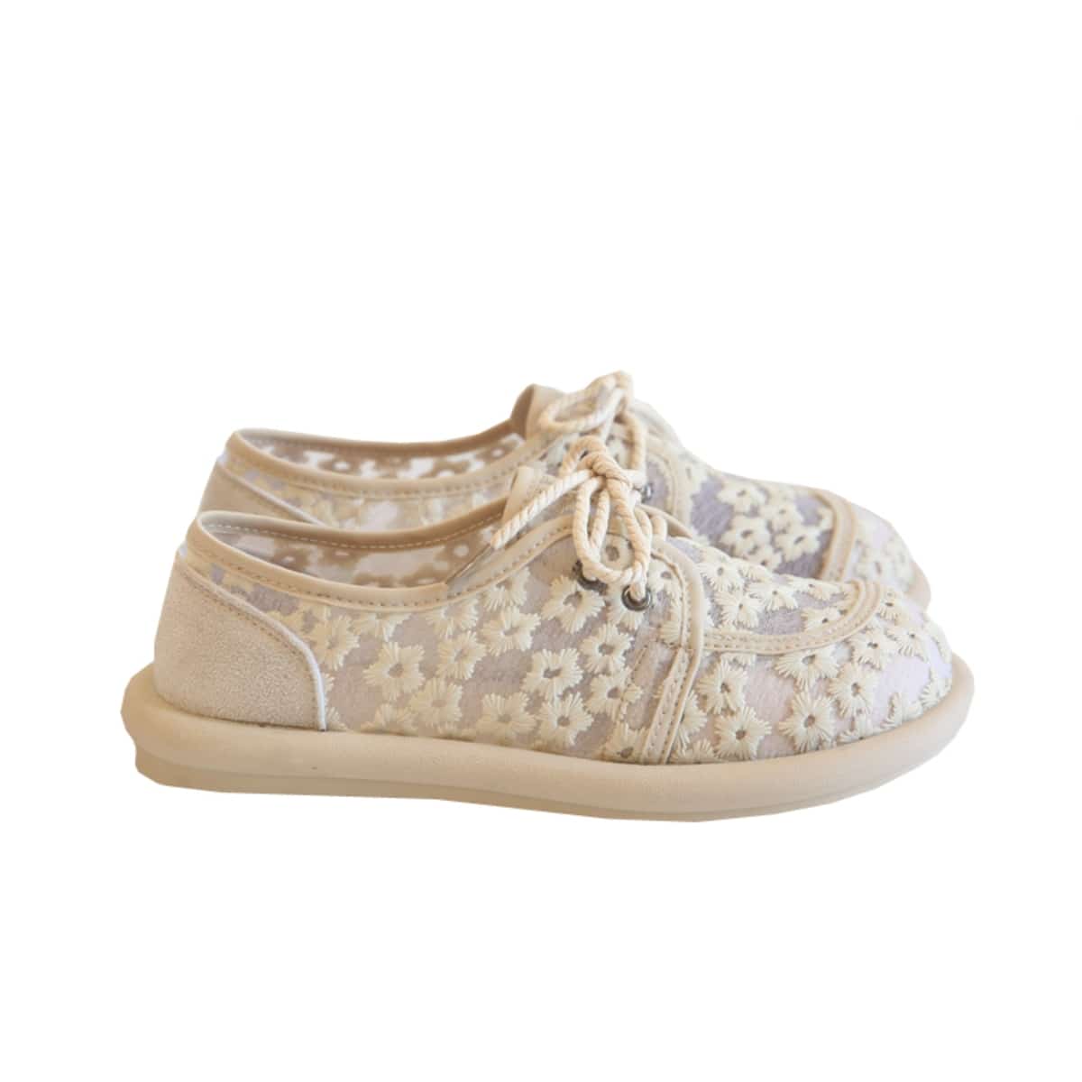 Daisy round head lace-up flats summer cotton and linen handmade soft-soled small mesh shoes single shoes