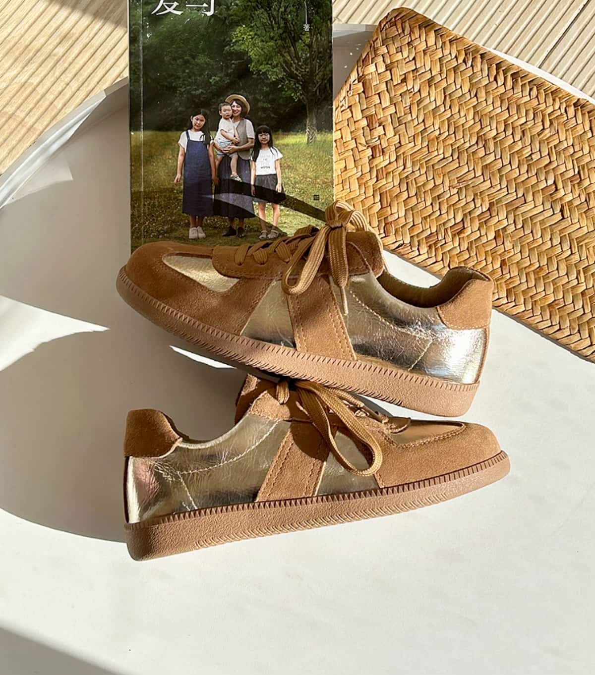 Forrest Gump shoes women's new leather round head lace-up breathable versatile lightweight sports shoes board shoes