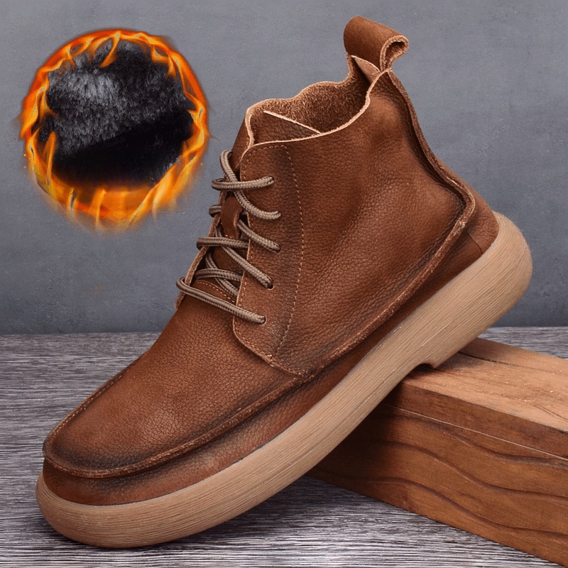 Autumn and winter leather Martin boots men's first layer cowhide breathable soft sole casual leather shoes fashion boots men
