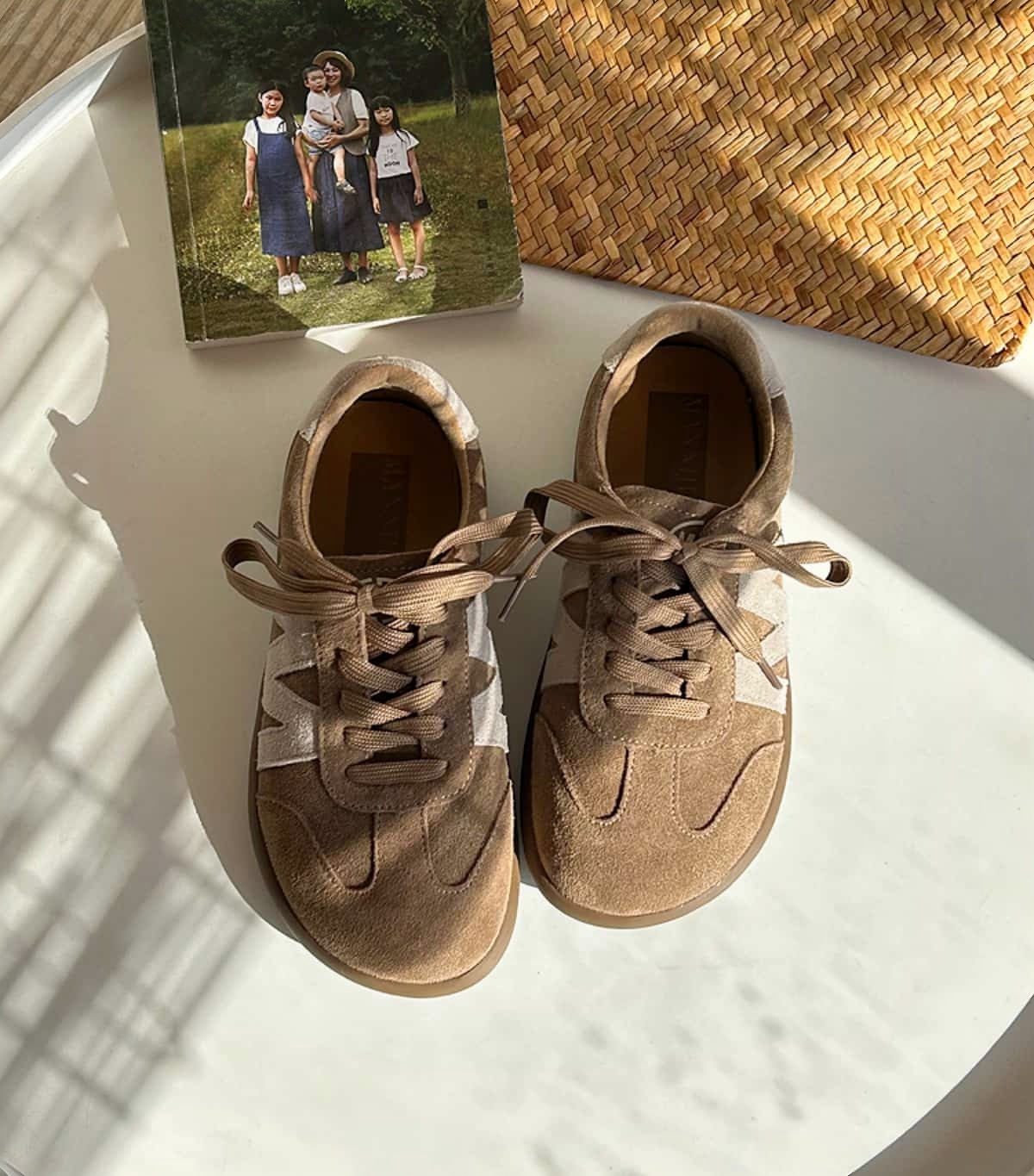 Dexun shoes women's new leather versatile flat-soled lace-up shoes single shoes