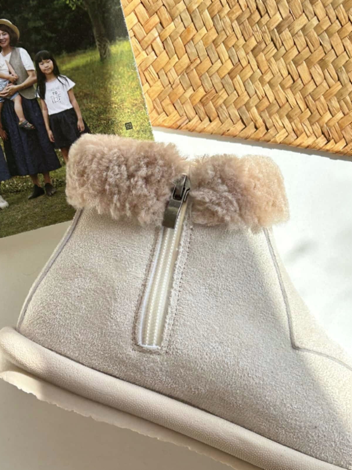 Suede round head flat bottom short boots winter cute plush warm snow boots