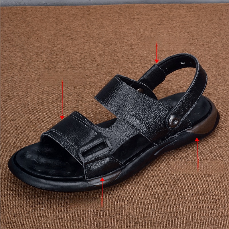 Leather sandals men's summer new men's beach shoes breathable cowhide soft-soled non-slip slippers men's outdoor shoes