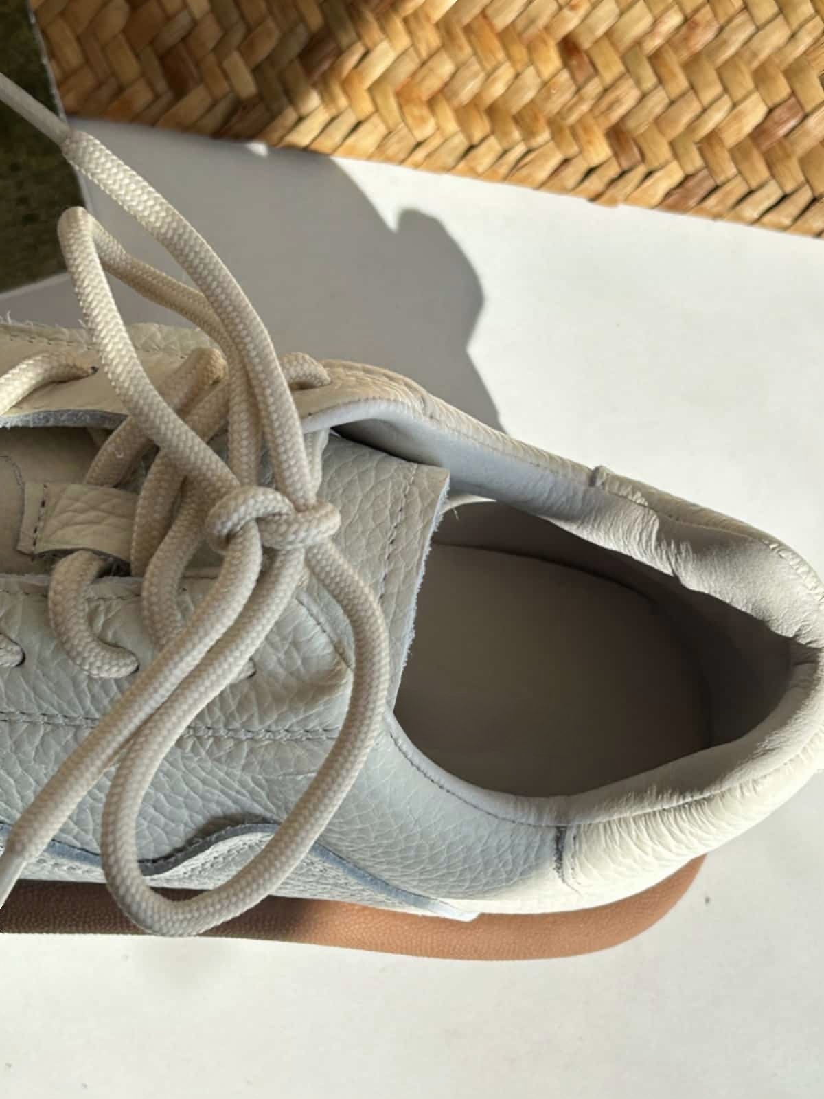 Leather round head lace-up little white shoes spring versatile student flat-soled German training shoes