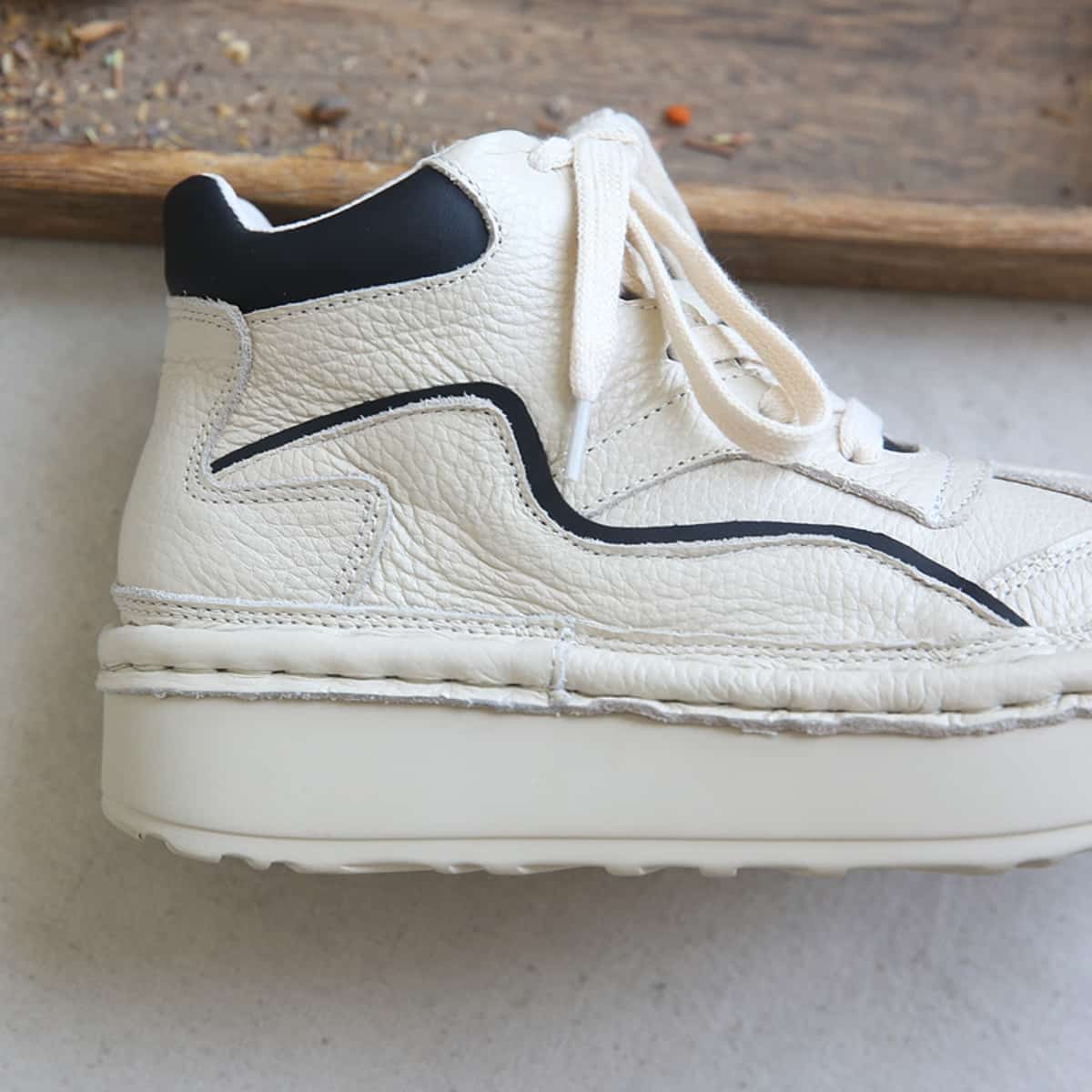 Leather round head lace-up platform big head shoes heightening short boots women's autumn