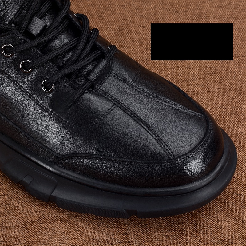 Genuine leather velvet warm high-top casual leather shoes men's full cowhide thick-soled non-slip outdoor shoes