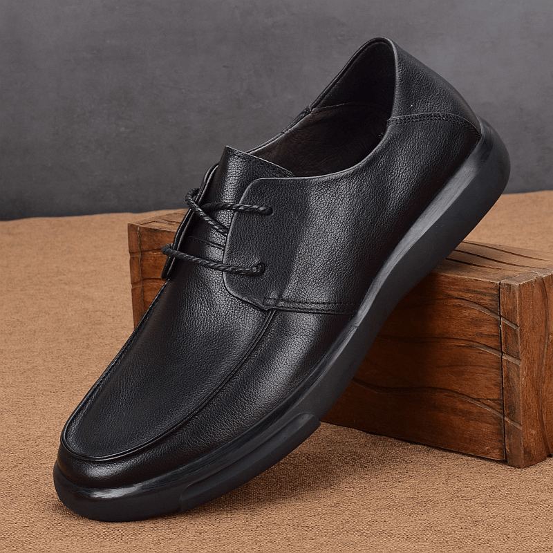 Leather thick-soled soft-soled comfortable casual shoes round head lace-up men's business casual leather shoes soft cowhide