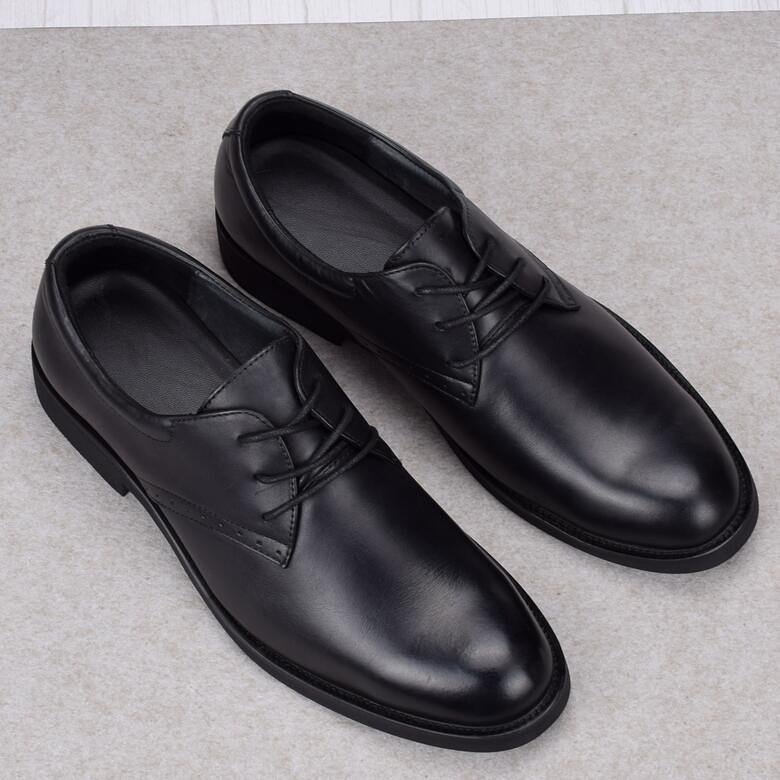 Soft leather business dress leather shoes men's genuine leather wedding shoes lace-up round head soft sole first layer cowhide large size shoes