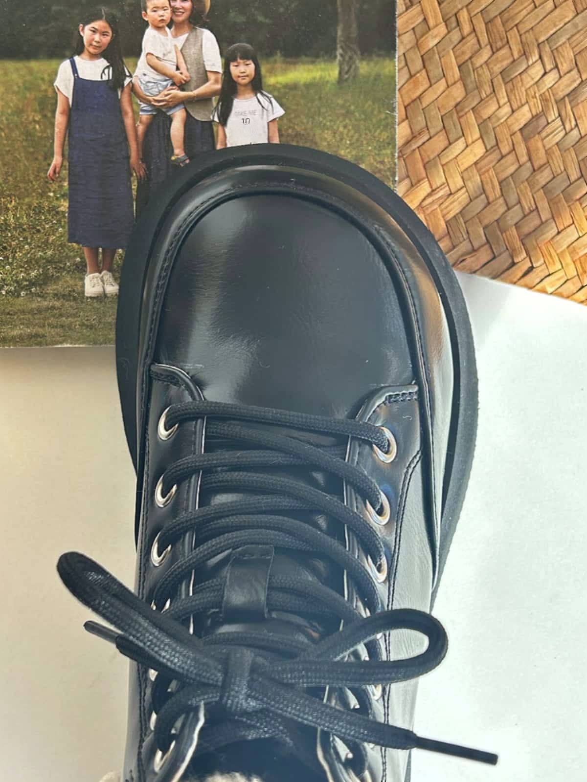 Imitation lamb wool lace-up thick-soled Martin boots winter heightening handsome black short boots