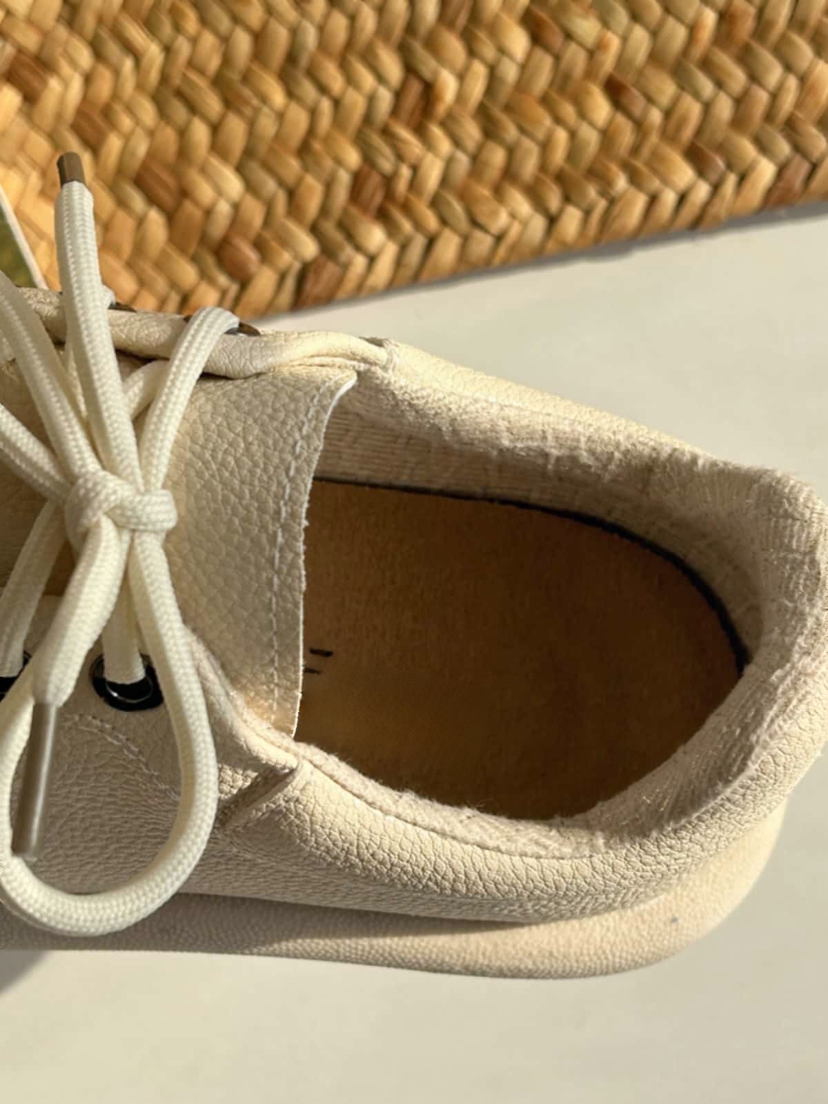 Round head lace-up flat-soled single shoes spring cream shell head comfortable soft-soled shoes