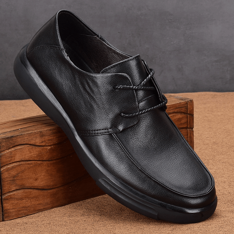 Leather thick-soled soft-soled comfortable casual shoes round head lace-up men's business casual leather shoes soft cowhide