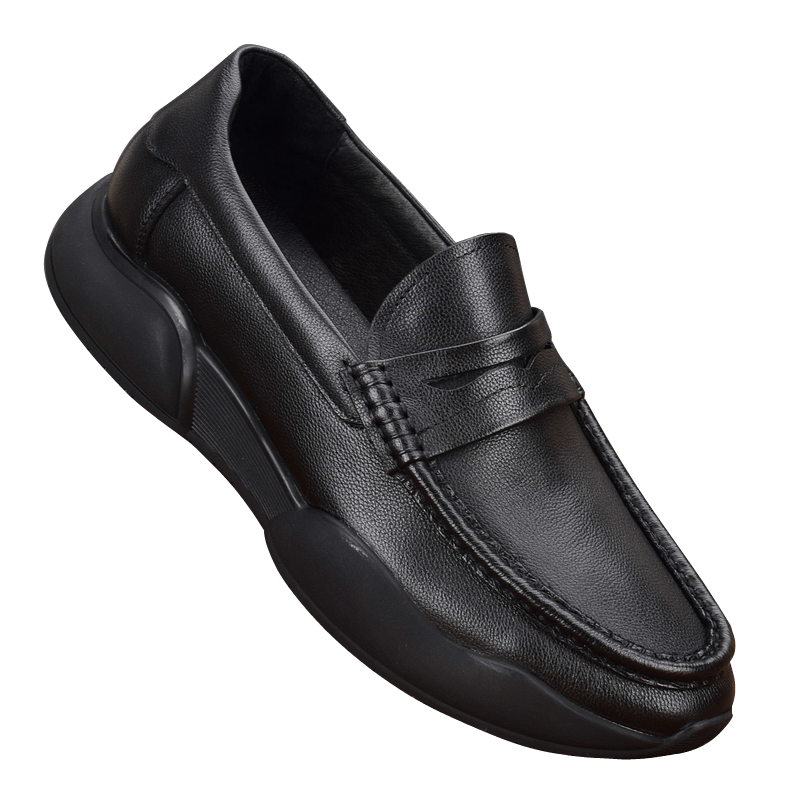 Breathable spring men's casual leather shoes genuine leather first layer cowhide shock absorption one-pedal loafers