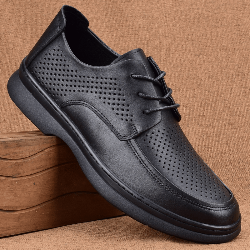 Summer hole shoes men's perforated leather sandals first layer cowhide large size men's shoes soft sole breathable hollow leather shoes men's gen