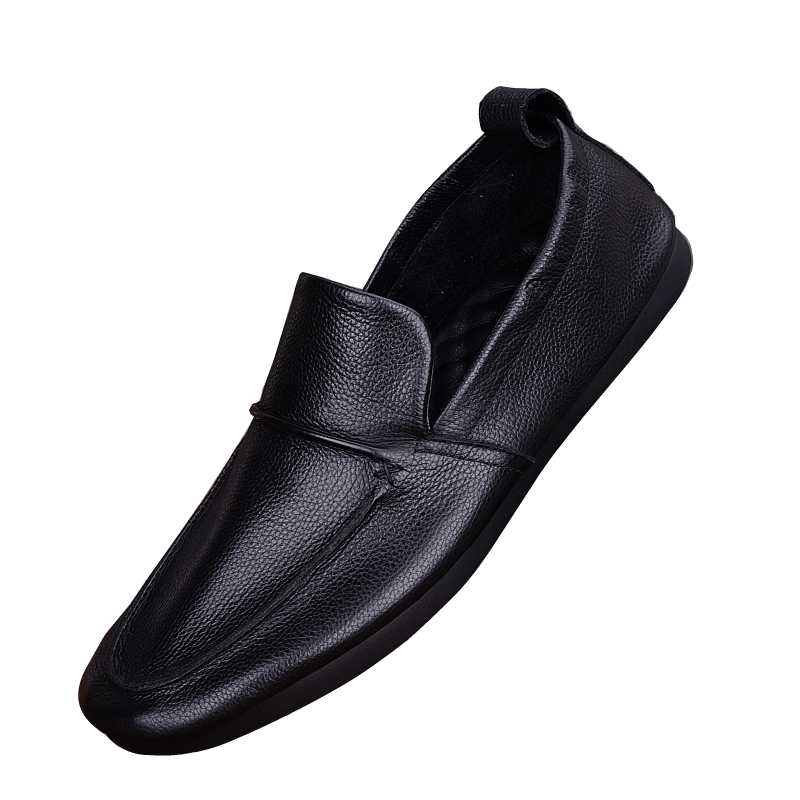 Lazy shoes men's genuine leather single shoes soft cowhide men's casual single-layer leather shoes breathable soft-soled driving shoes