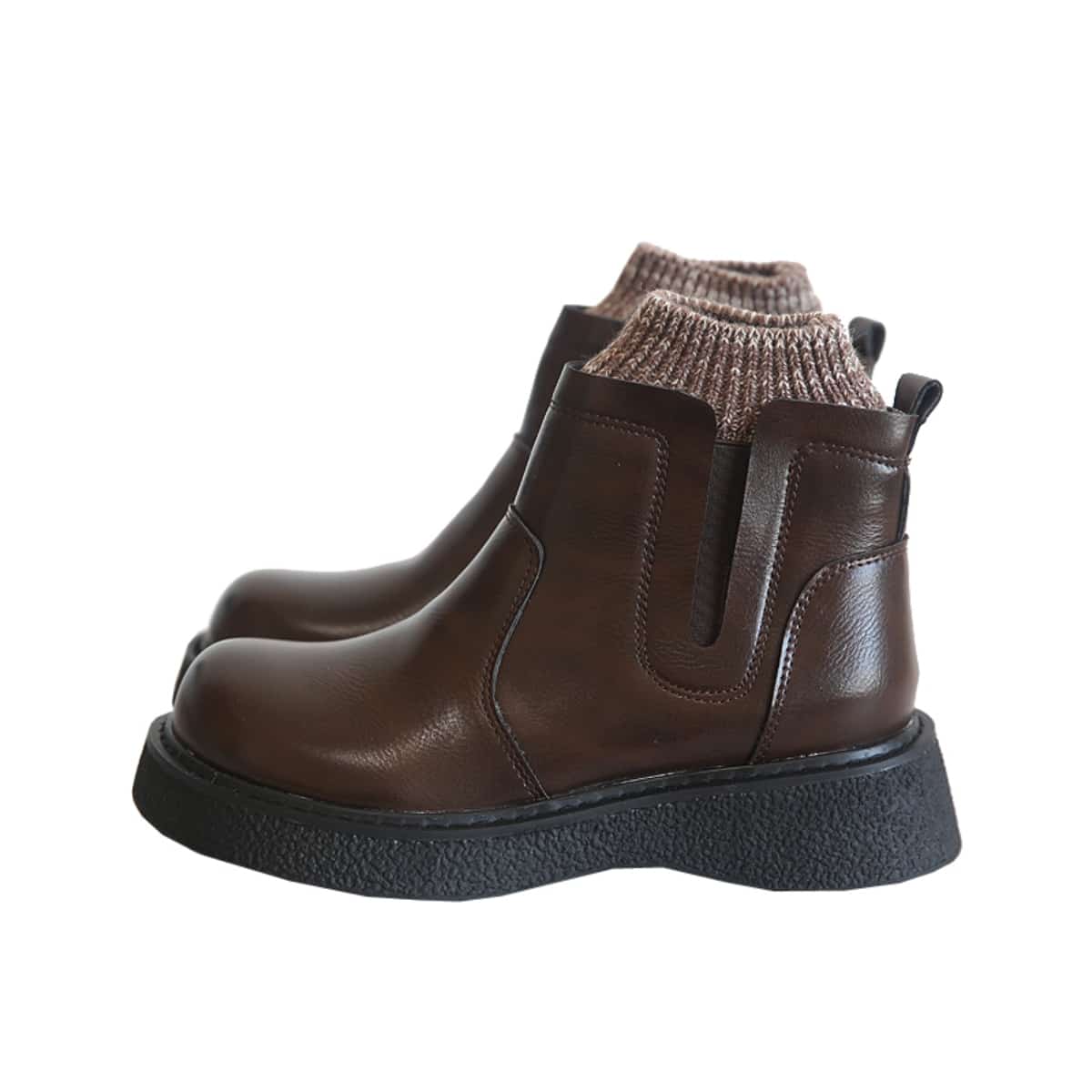 Glossy platform big head shoes winter wool mouth plush locomotive boots cigarette boots women