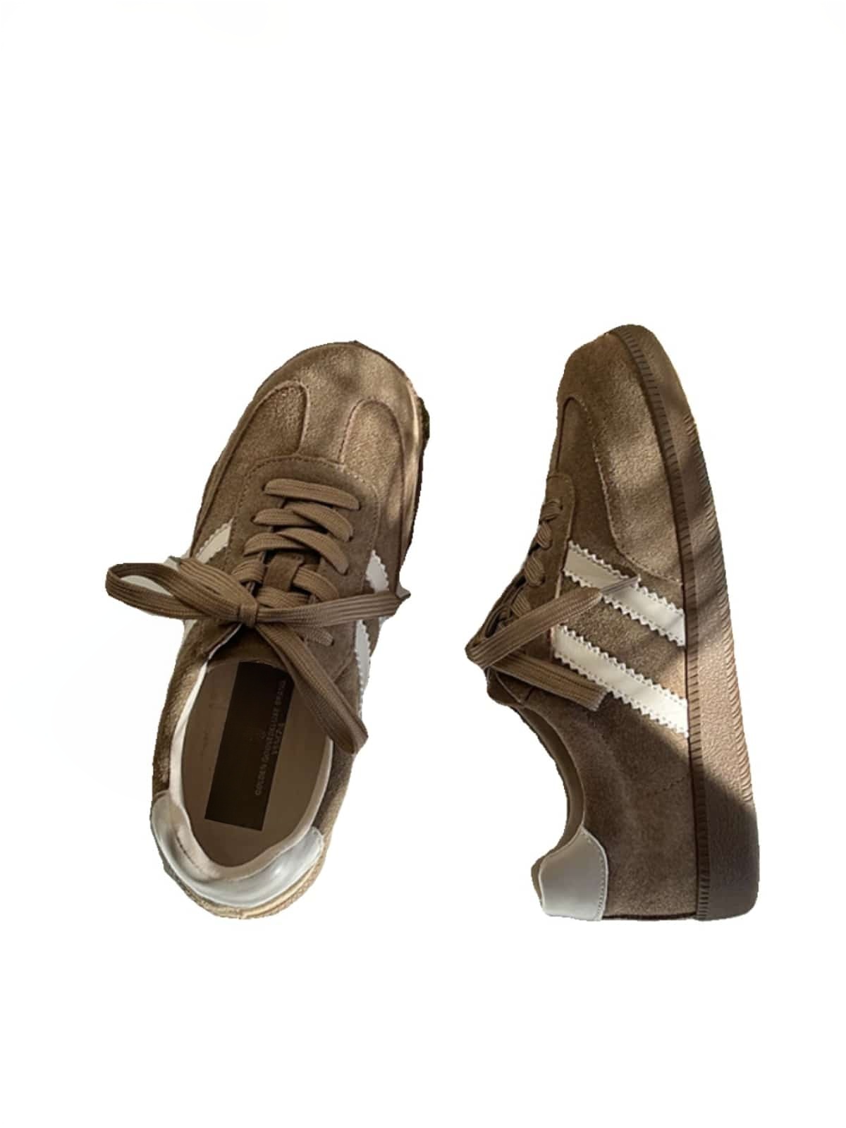 Dexun shoes women's spring leather round head lace-up flat-soled single shoes versatile board shoes