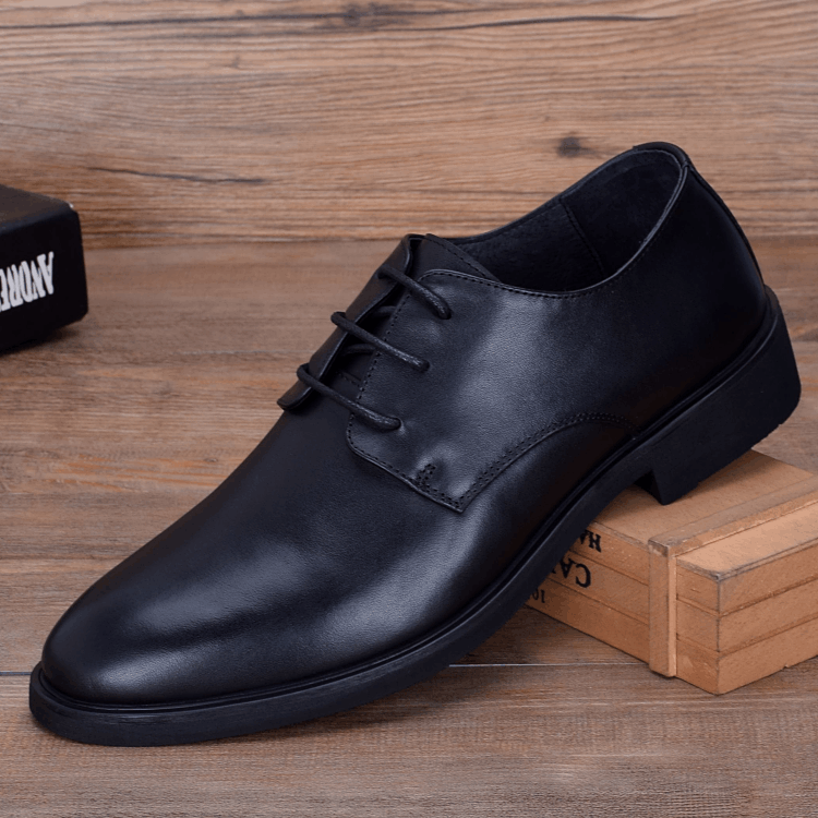 Men's shoes leather lace-up business dress first layer cowhide shoes breathable soft sole work leather shoes men
