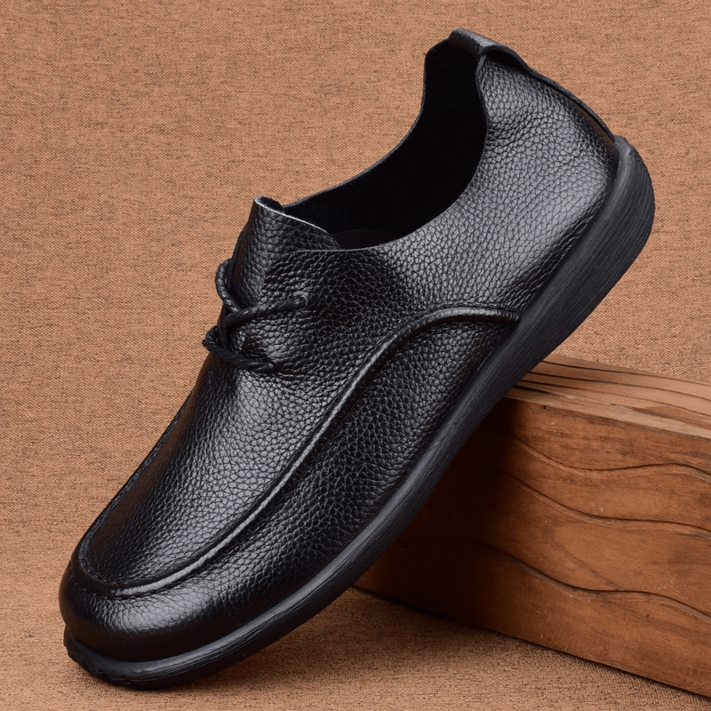Leather men's shoes first layer cowhide lace-up versatile business casual leather shoes men's breathable soft-soled Doudou shoes