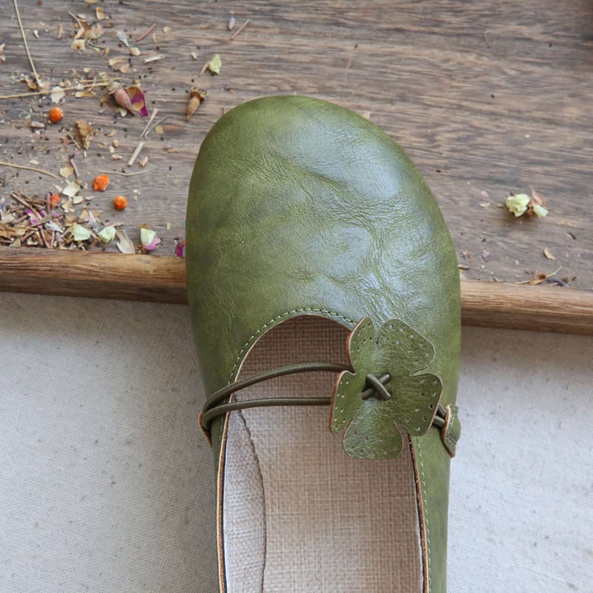 Petal bag head flat shoes cotton and linen handmade comfortable soft sole one foot shallow mouth single shoes