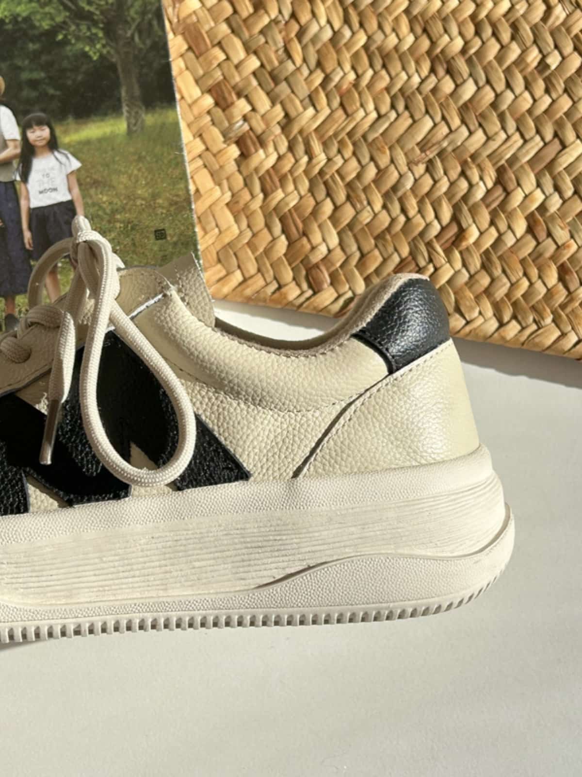 Leather round head lace-up platform shoes handsome versatile little white shoes women