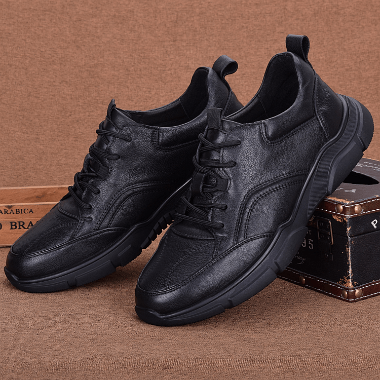 Men's sports shoes leather youth trend spring and autumn new casual leather shoes men's shoes