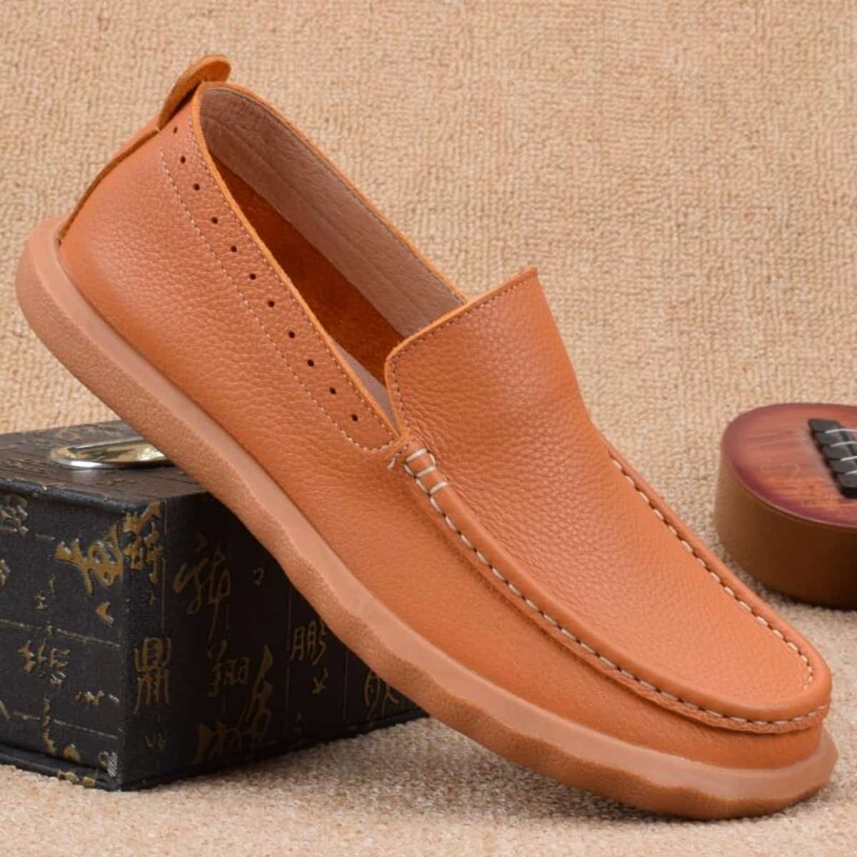 Summer single-layer leather shoes men's genuine leather soft dough beef tendon soft sole breathable driving shoes men's casual men's shoes