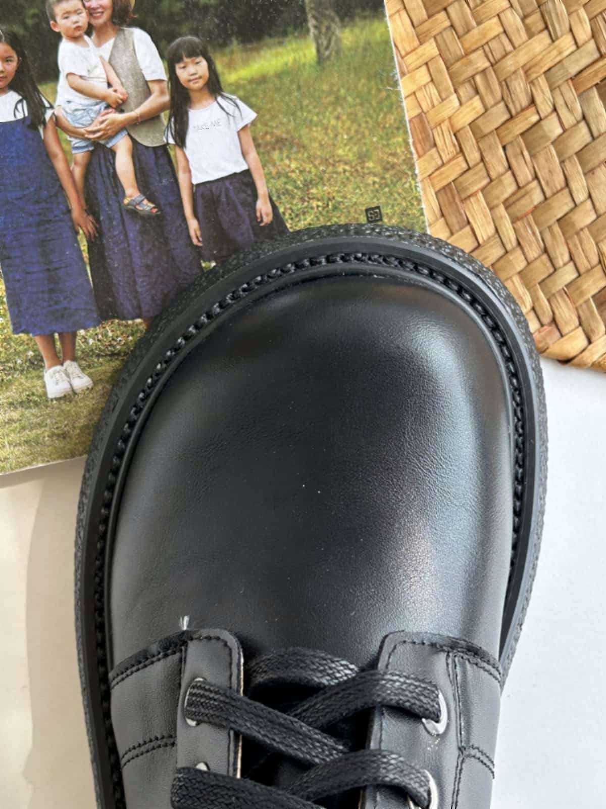 Round head lace-up thick-soled big head Martin boots side zipper versatile medium heel short boots women