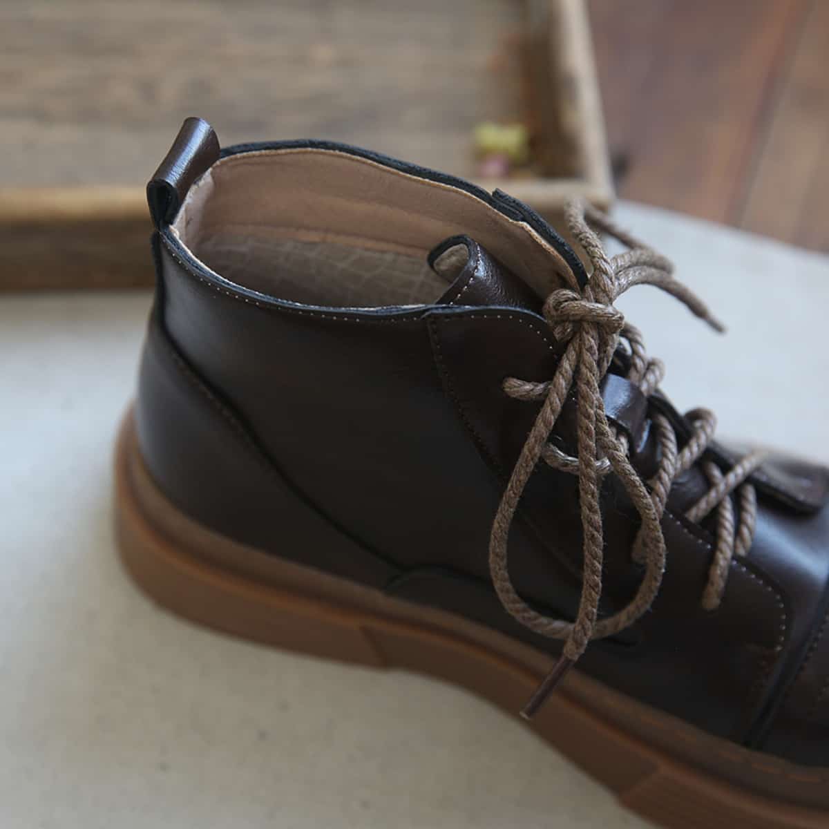 Round head lace-up platform big head shoes autumn and winter new versatile short boots Martin boots