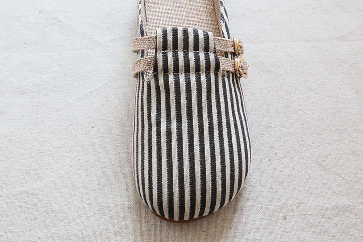Striped bag head flat bottom half slippers handmade comfortable breathable soft bottom cotton and linen women's sandals